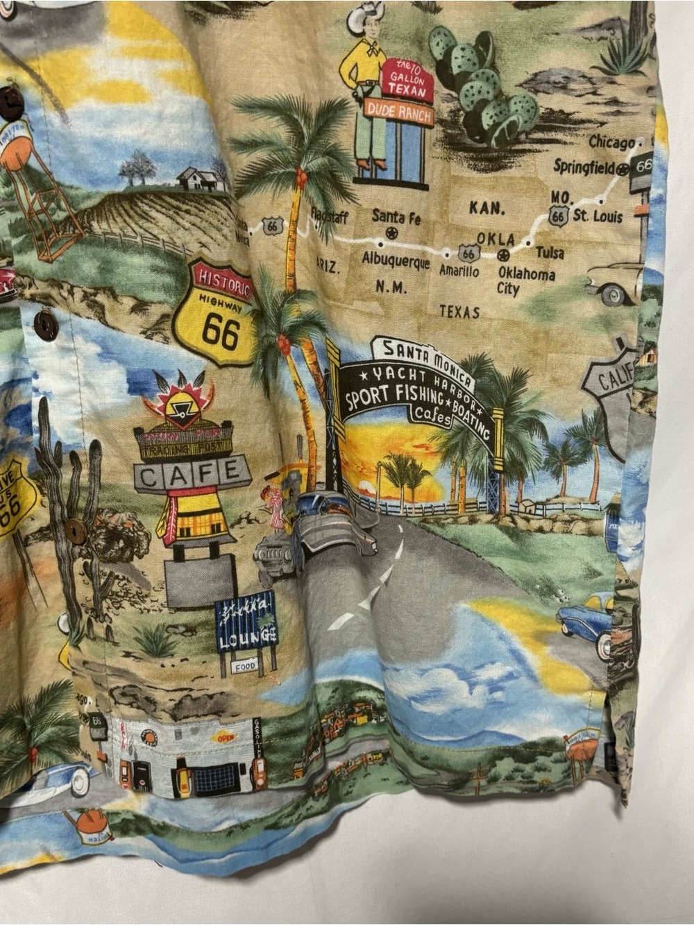 Vintage High Seas Trading Co Route 66 Hawaiian Shirt Made in USA Large - Picture 5 of 11